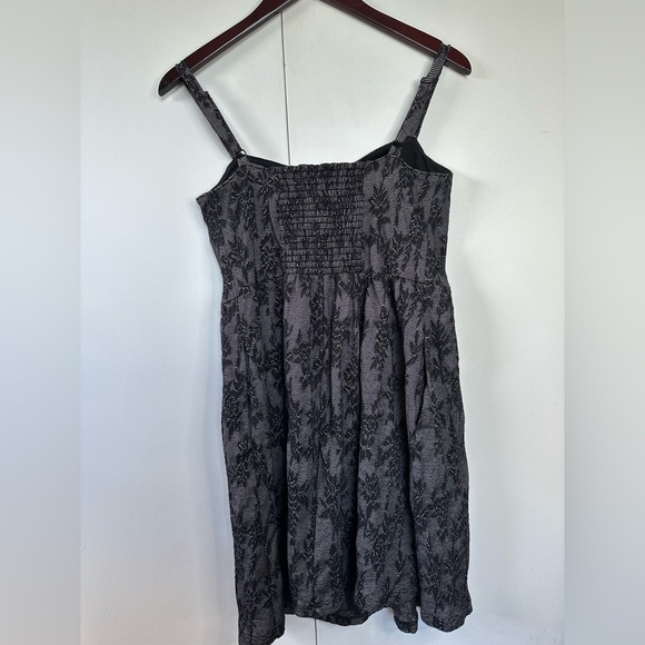 Anthro Lilka Black Striped Floral Dress - Picture 3 of 9